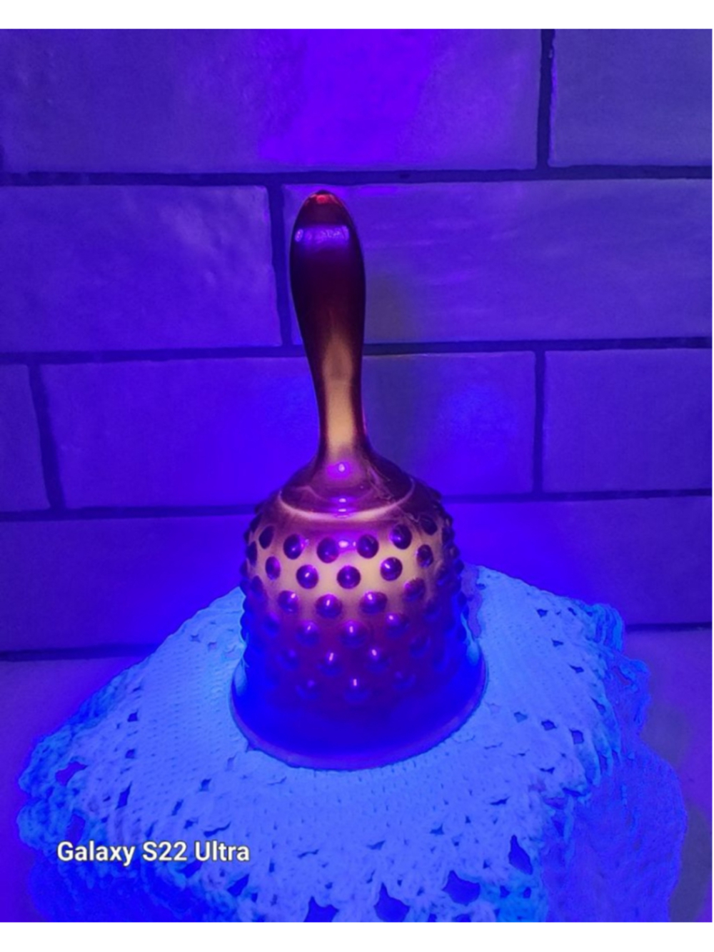 Vintage Fenton Hobnail Amberina Glass Bell 1970's Glows